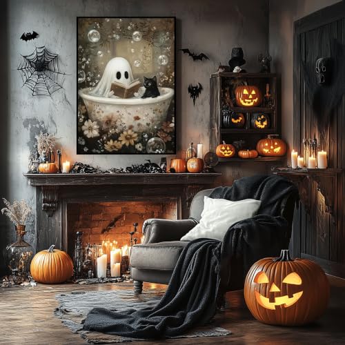 Ausanrl Halloween Paint by Numbers with Frame Wooden Easel - Paint by Number Adult, Halloween Frame Paint by Numbers,Gifts and Home Wall Decor 12x16inch - color: Halloween