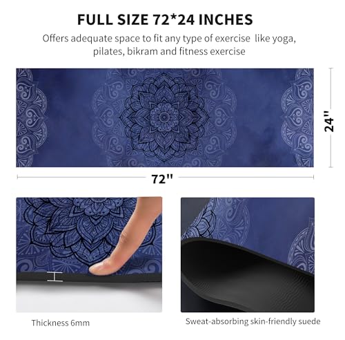 nuveti Yoga Mat Print Extra Thick TPE Non Slip Fitness Exercise Mat with Carrying Bag,72"x24" Extra Thick 6MM Exercise & Workout Mat for Yoga, Pilates Fitness and Floor Exercises - color: ManTuoLuo6