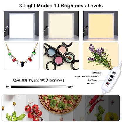 PULUZ Photo Studio Fill Light LED Shadowless Light Panel 15in X 15in / 38 x 38cm Dimmable Photography Softbox Bottom Light for Food Jewelry Cosmetic Crafts US Plug - size: 15*15 Inch