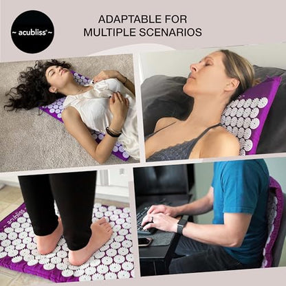 Premium Acupressure Mat, 8,358 Acupuncture Pressure Points for Back Pain Relief, Increased Energy, Relaxation with Drawstring Bag, 26x16x1", Purple - color: Purple - Mat