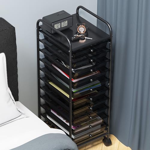 Simple Houseware 10 Drawers Rolling Utility Cart Organizer, Black - color: Black, size: 10 Drawers