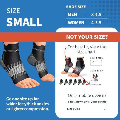 PAPLUS 6 Pairs Plantar Fasciitis Socks, Compression Socks with Arch Support - color: Black(6 Pairs), size: Small (6 Pair)
