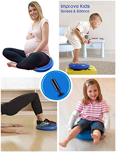 Inflated Stability Wobble Cushion, Yoga Balance Wiggle Seat Pad Disc for Pain Relief, Pelvic Floor Recovery, Rehabilitation Training - color: Blue