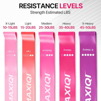 Resistance Loop Exercise Bands Set of 5, 5 Resistance Levels Elastic Workout Bands for Strength Training, Stretching, Yoga, Pilates, Physical Therapy, Home Gym for Men Women, with Guide & Carry Bag