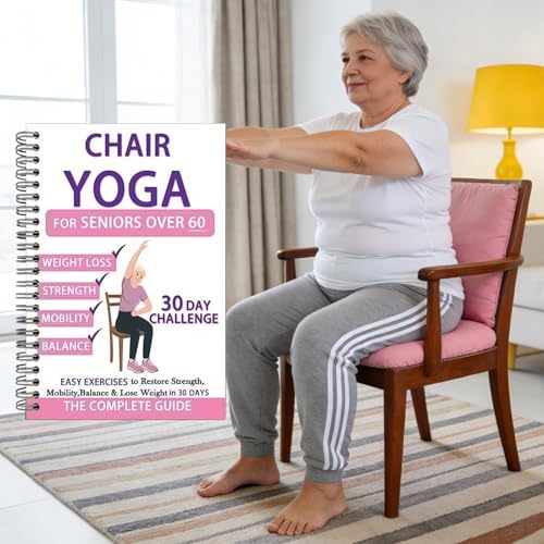 Chair Yoga for Seniors Over 60, 30-Day Spiral Bound Book - color: Pink