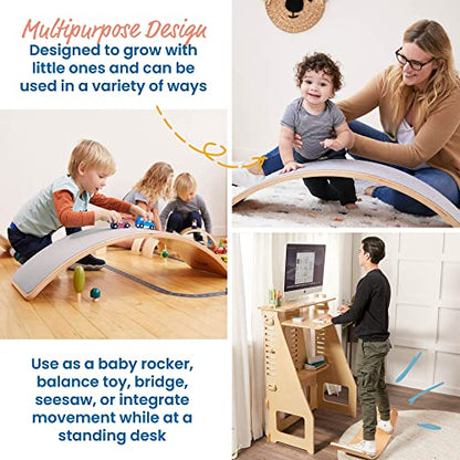 ECR4Kids Balance Board, Montessori Toy, Light Grey - color: Light Grey
