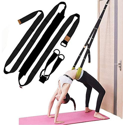 Yoga Fitness Stretching Strap, Door Flexibility Stretching Strap, Improve Leg Waist Back Flexibility Back Bend Assist Trainer, for Rehab Pilates Ballet Dance Cheerleading Splits Gymnastics - color: black