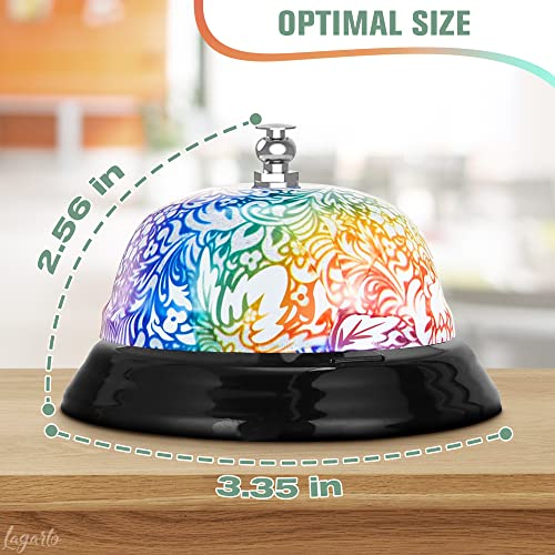 Floral Desk Bell for Teachers, 3.4 in, Stainless Steel, Clear Sound