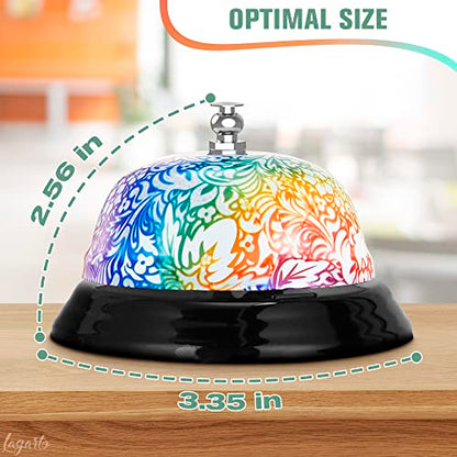 Floral Desk Bell for Teachers, 3.4 in, Stainless Steel, Clear Sound