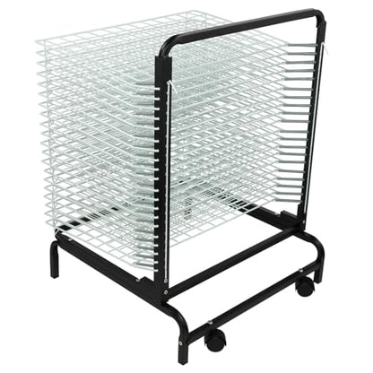 Creative Mark Stack N Dry Floor Art Drying Rack, Mobile Art Rack Stand on Wheels with 20 Coated Metal Spring-Loaded Shelves, for Watercolor, Prints, Paper and Canvas Storage