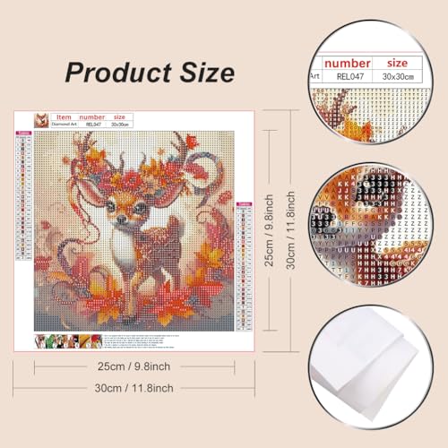 Reluohuo Deer Diamond Art Kit for Adult Full Drill Diamond Painting Kit | Diamond Art Kit for Beginner Round Full Drill Acrylic, DIY Art Craft for Wall Decor Holiday Gifts 12x12 Inch - color: Deer