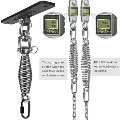 Dolibest Hanging Kits Hammock Chair Hardware, Heavy Duty Swing Hanger with Spring (6MM) for Indoor Outdoor Playground Hanging Chair Hammock Chair Punching Bags, 4 Screws, 4 Expansion Screws - color: Swing Hanger With Spring-1