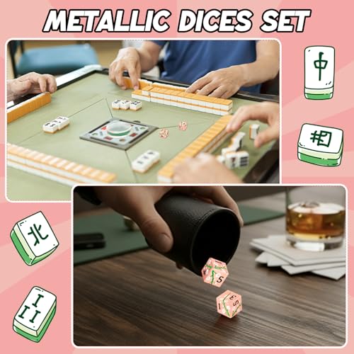 2 Pcs Mahjong Dice Metal, Modern, Rose Gold | D6 Mah Jong Dice,Standard Size Mahjong Dice, Durable Material, Replacement for Lost Dice, Board Game Mahjong Supplies - color: Rose Gold, size: Modern