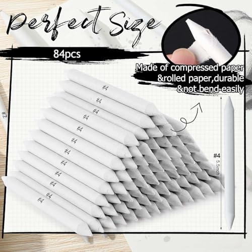 Fulmoon 84 Pcs Blending Stumps Set, Paper Art Blenders for Drawing Sketch Shading Pencil Oil Pastel Blender Tools Drawing Supplies for Charcoal Graphite Pastel Ideal for Artists Students and Beginners - style: Blending Stump