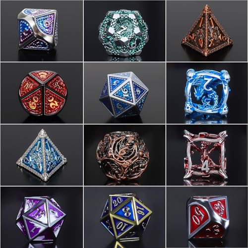 QMAY Mystery Dice Set – 7 Pcs Metal Polyhedral Dice + 1 Pcs Velvet Bag - style: 1 bag Metal Mystery Dice