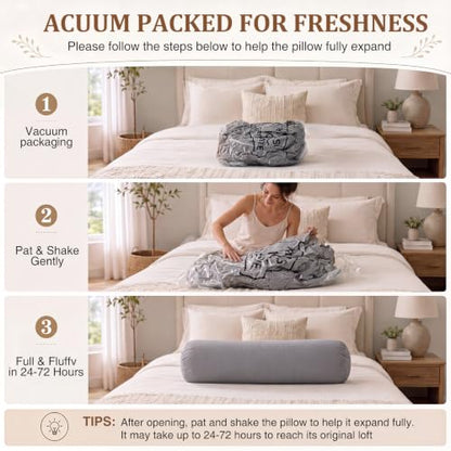 41 x 10 Inch Body Pillow for Adults, Weighted Cylindrical Long Round Pillow, Large Washable Full Bolster Pillows Soft Cover for Side Sleepers Sleeping Bedroom, Living Room