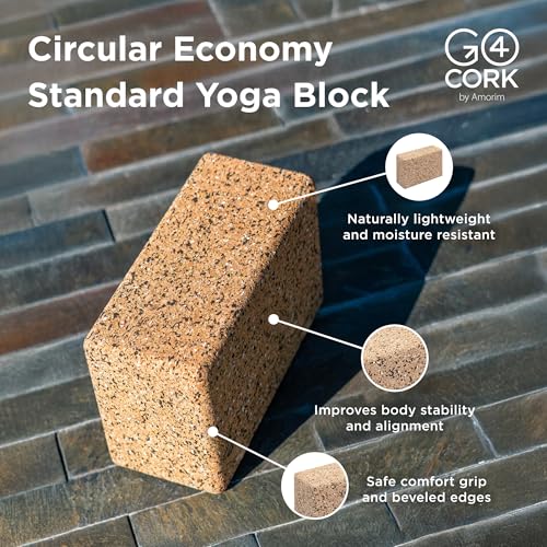 Go4Cork Cork Yoga Block | Non-Toxic, Alternative To Foam Yoga Blocks | Odorless, Soft, Non-Slip, Workout & Exercise | Yogi Gift Accessories | Men & Women | Eco Friendly, Sustainable - size: 9 x 6 x 4"