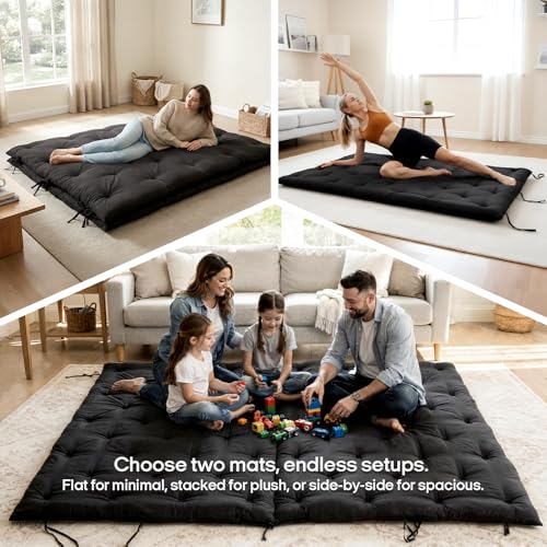 Syrinx Water Resistant Japanese Floor Mattress Futon, Twin Size 75"x39" - color: Black, size: Twin（75"L x 39"W x 2.5"Th）