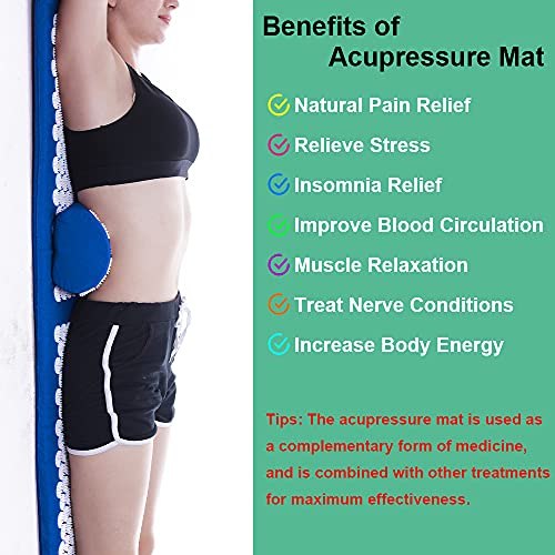 XiaoMaGe 47" Acupressure Mat and Pillow Set with Carry Bag (Blue) - color: Blue-large