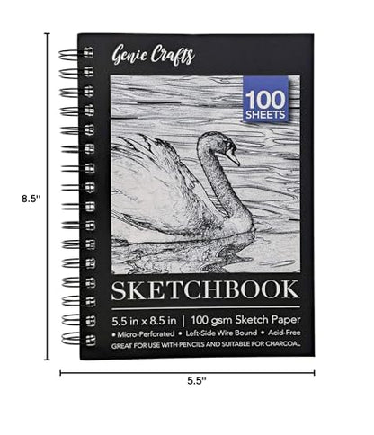 Bright Creations Perforated Spiral Sketchbook - Acid-Free Ivory Art Paper - Perforated Pages for Drawing Pad - Spiral-Bound Portable Sketch Pad - 5.5 x 8.5 in, Ivory, Pack of 3, 100 Sheets