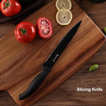 ROMANTICIST Kitchen Knife Sets, 10PCS High Carbon Stainless Steel Knife Sets with Block, Black Knife Block Set, Knives Set for Kitchen with Anti-slip Handle, Exquisite Knives Set New Home Essentials - color: Silver square knife block