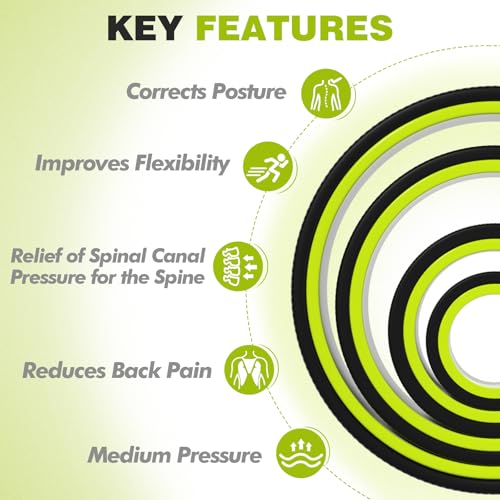 Back Roller Wheel - 4 Pack Yoga Foam Roller for Physical Therapy & Back Stretcher, Deep Tissue Massage for Pain Relief & Stretching | Green. - color: Green and Black