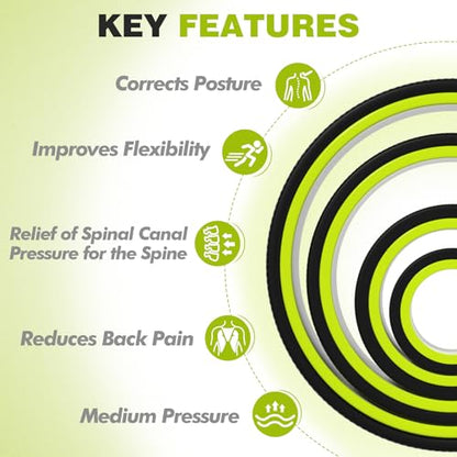 Back Roller Wheel - 4 Pack Yoga Foam Roller for Physical Therapy & Back Stretcher, Deep Tissue Massage for Pain Relief & Stretching | Green. - color: Green and Black