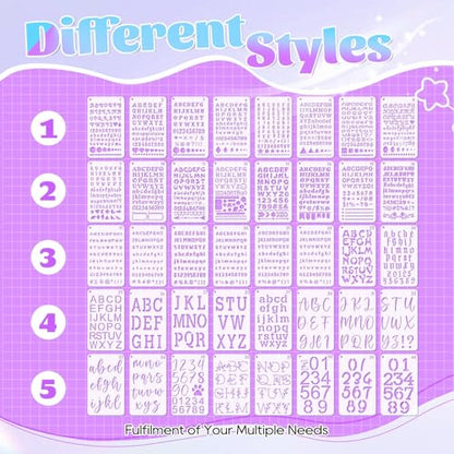 40 Pcs Letter Stencils for Painting,Alphabet & Number Templates for Journal | Letter & Number Stencils, 6 Size Options From 0.3 To 1.45 Inch, Reusable Pet Plastic, Ideal For Journaling, Scrapbooking