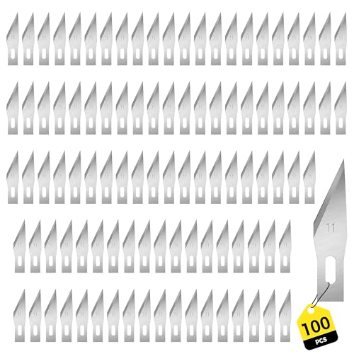 100 Pack Exacto Knife Blades, SK5 Steel #11 Blades with Storage Box - size: 100-PCS