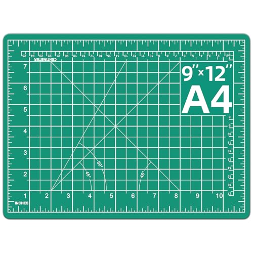 DIYSELF 9in×12in Cutting Mat, A4 Craft Mat for Sewing and Fabric | A4 Self Healing Cutting Mat for Sewing, Quilting and Paper Crafts, 5-Ply Double-Sided Cutting Board with Angle Lines - color: Green, size: 12"L x 9"W
