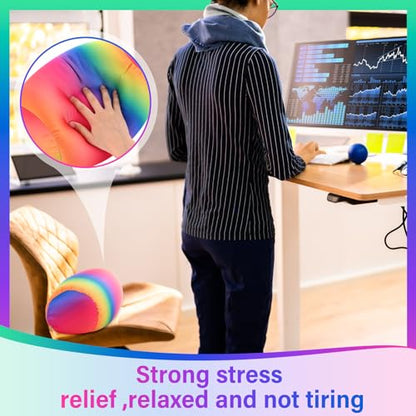 Barydat 2 Pcs Microbead Pillow Microbead Pillows Neck 11.4 x 6.3 in Body Support Microbead Bolster Cylindrical Pillow Colorful Rainbow Neck Pillow for Sleeping Travel Head Back Cervical Cushion