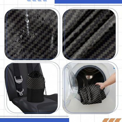 2 Pack Car Seat Towel Cover with Storage Bag, Carbon Fiber Textured | 63 x 32 in Car Towel Seat Cover Non Slip Waterproof, Gym Workout Swimming Running, Machine Washable Sweat Absorbent Protector - style: Carbon Fiber Textured