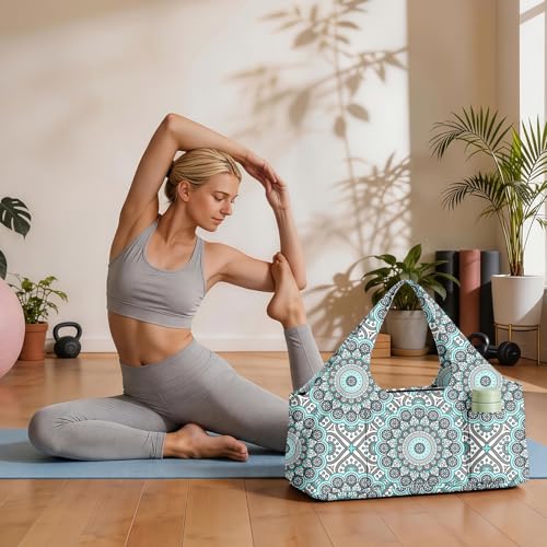 Yoga Mat Bag for Women Men Large Yoga Bag Travel - color: White