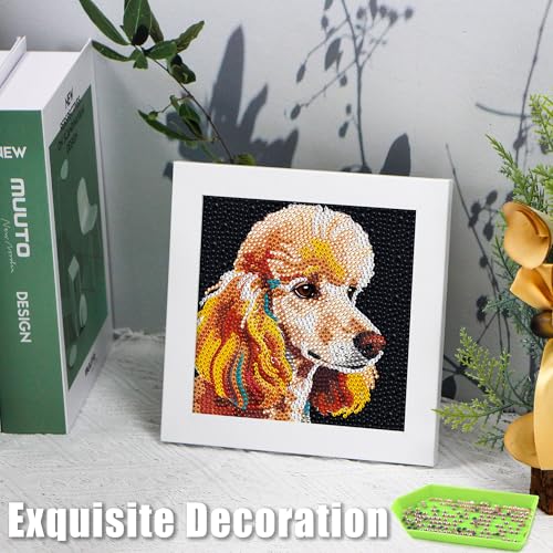 geesfayan Diamond Art Kits for Kids,6 Inch DIY Gem Art Painting with 7 Inch Frame, Complete Starter Kit for Beginners, Creative Arts & Crafts Gift for Girls & Boys (Poodle) - color: Poodle