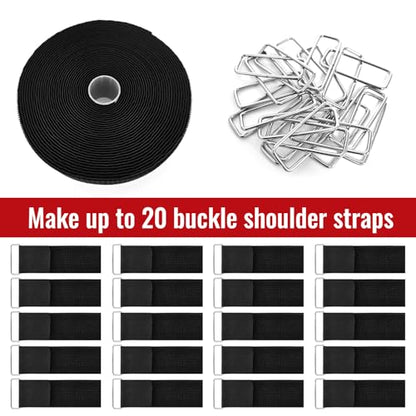 2" x32ft Hook and Loop Straps with Metal Buckles, Molle Cable Straps, Adjustable Fastening Cinch Strap, Reusable Nylon Securing Cord Ties, 2 inch Wide, Black with 20 Buckles - color: 2"x32ft, 20 Buckles
