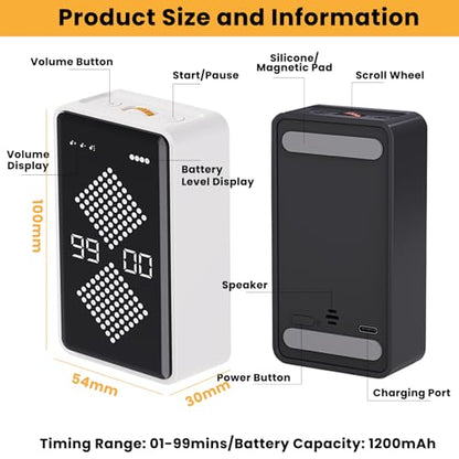Digital Visual Timer, 0-99mins Sand Time with Gravity Sensor, Hourglass Animation, Type-C Rechargeable Magnetic Visual Timer for Classroom, Cooking, Fitness, Baking, ADHD(Black)