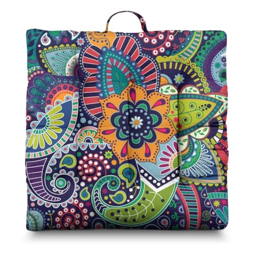 Meditation Cushion, Floor Pillows for Sitting, Meditation Pillow for Tatami Living Room, Yoga Sitting, Floor Pillow in Home & Outdoor, Memory Foam Added, 22x22 Inch - color: Paisley, size: Square