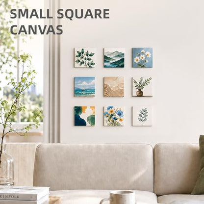 CONDA 24 Pack 4x4 Inch Mini Blank Canvas for Painting, 100% Cotton Canvas with Pinewood Frame, Acid-Free Primed Mini Square Canvas for Acrylic Oil Painting, Classroom Art & Party Decor - size: 4"x4"
