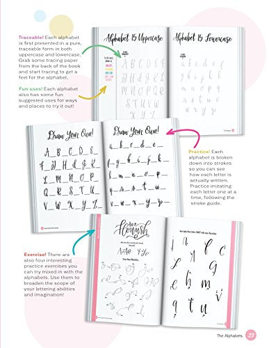 Super Simple Hand Lettering: 20 Traceable Alphabets, Easy Projects, Practice Sheets & More! (Design Originals) Beginner Lettering and Calligraphy Workbook with Tracing Vellum Paper and Step by Step