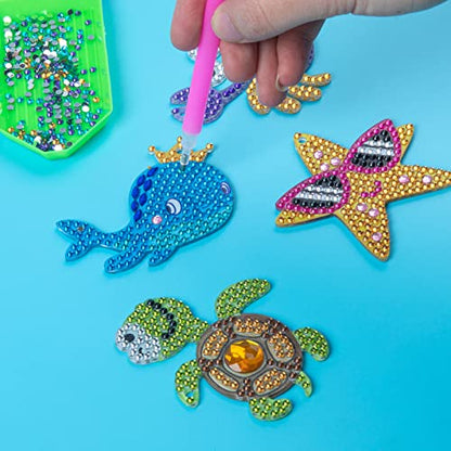 Labeol Arts and Crafts for Kids - Creat Your Own GEM Keychains-5D Diamond Painting by Numbers GEM Kits for Kids Girls Toddler Age 6-7 6-8 10-12 - style: Ocean