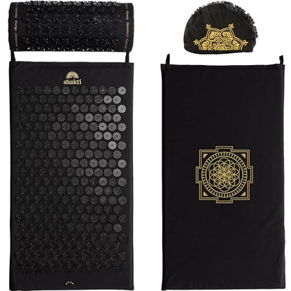 ShaktiMat Classic Acupressure Mat & Neck Pillow Set, Level 3 Intensity in Black, Sustainable & Durable, Relieves Stress & Tension, Promotes Relaxation & Focus