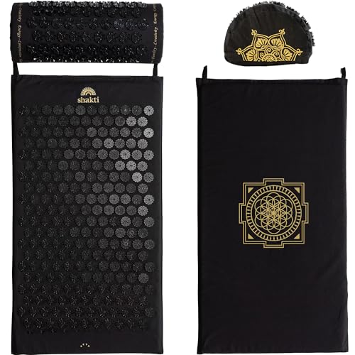 ShaktiMat Classic Acupressure Mat & Neck Pillow Set, Level 3 Intensity in Black, Sustainable & Durable, Relieves Stress & Tension, Promotes Relaxation & Focus