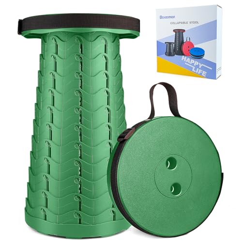Boreeman Upgraded Folding Stool Lightweight Yet More Sturdy with Load Capacity 400lbs Portable Collapsible Stool for Camping Fishing Hiking BBQ (Army Green) - color: Army Green