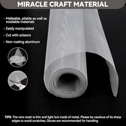 Sculpting Mesh 13 Inch by 16.4 Foot, Moldable Aluminum Mesh for Arts and Craft, Aluminum Wire Mesh Roll, Craft Mesh for DIY Projects - size: 13 Inch by 16.4 Foot