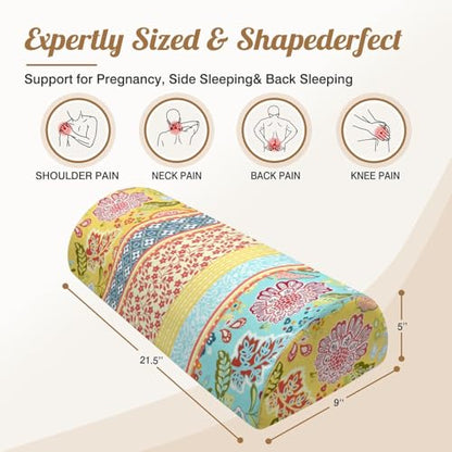 Knee Pillow for Back Sleeping – Half Moon Bolster Pillow for Under Knee While Sleeping Support, Leg & Back Pain Relief (21.5x9x5 Inches) - color: Red