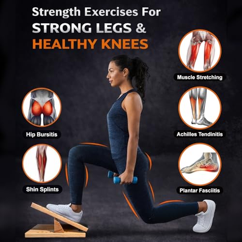 16-Level Adjustable Solid Wooden Slant Board for Squats – 550 lbs Heavy Duty Squat Wedge for Weightlifting & Ankle Mobility – Incline Board for Calf Raises & Leg Day Training