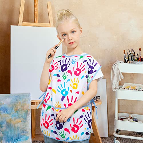 Kids Art Smock Girls Boys Artist Painting Apron with Pockets Sleeveless Smocks for Child 2-7 Years - color: 2pcs Palm