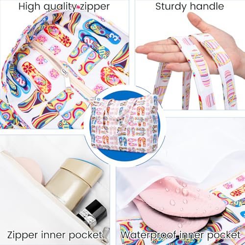 Iioscre Beach Bag for Women, Causal Hobo Handbags with Zipper Inner Pocket - color: White Multi