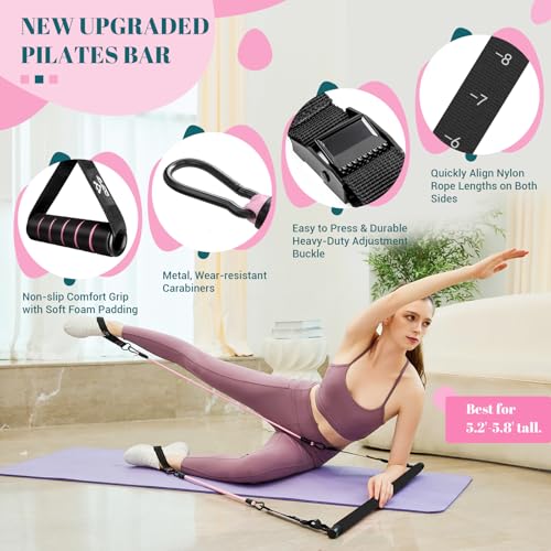 Pilates Bar Kit with Resistance Bands, Multifunctional Yoga Pilates Kit - color: Jet Black