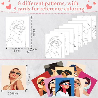 Cholemy 36 Pcs Paint and Sip Kit Gift for Adults 8''x10'',Modern Woman | Pre Drawn Canvas, Painting DIY Afro Acrylic Painting Kit, Wood Easel Brushes, Date Night Bulk, Summer Halloween Party - style: Modern Woman